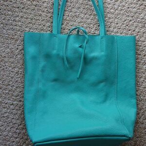 Borse in Pelle Italian Artisan Turquoise Leather bag